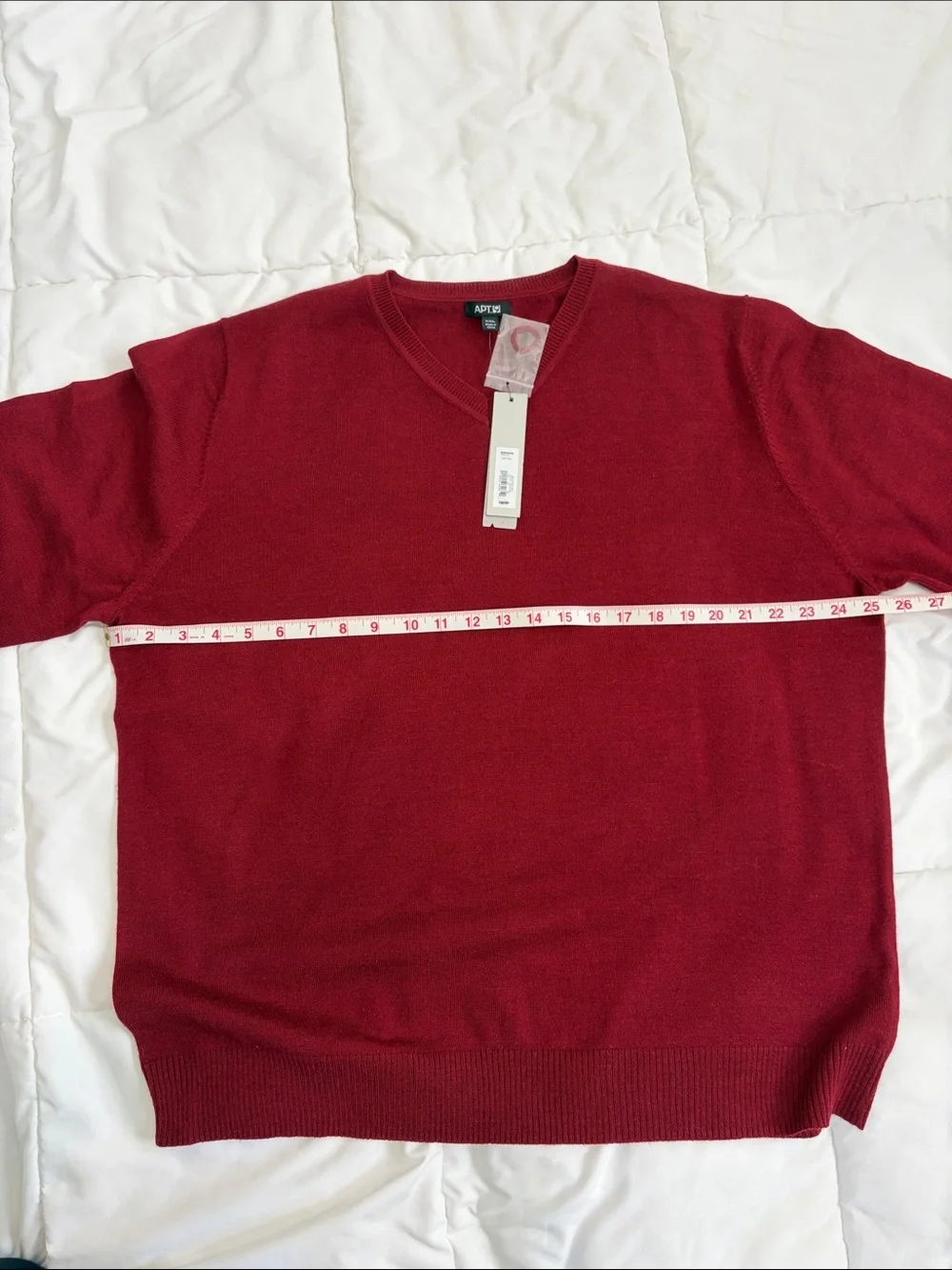Apt. 9 Men's V-Neck Merino wool blend Sweater in cranberry red XXL